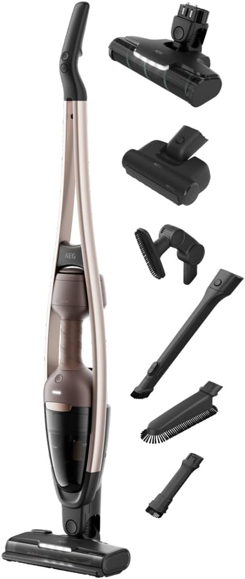 AEG Clean 6000 AS62A252XN Cordless Vacuum Cleaner / Bagless / Quiet / Handheld Vacuum Cleaner Battery / 55 min Running Time / Hard Floor / 2-in-1 / Pet Hair / Dog / Cat / Carpet / Car / Brown