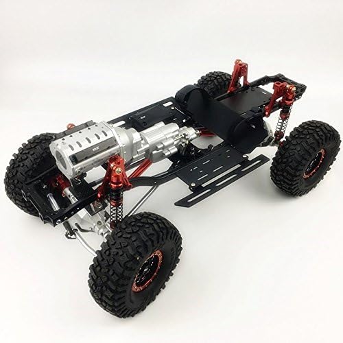 KYX Racing V8 Engine Motor 2 Speed Gearbox + Axle Servo Mount + Modified Battery Tray Set for 1/10 Rc Crawler SCX10 II