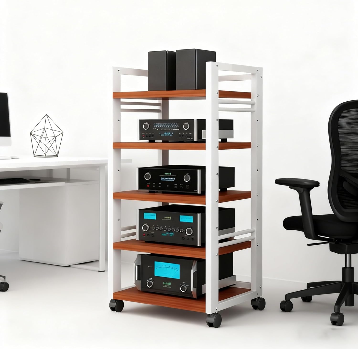 5-Tier AV Media Stand with Wheels