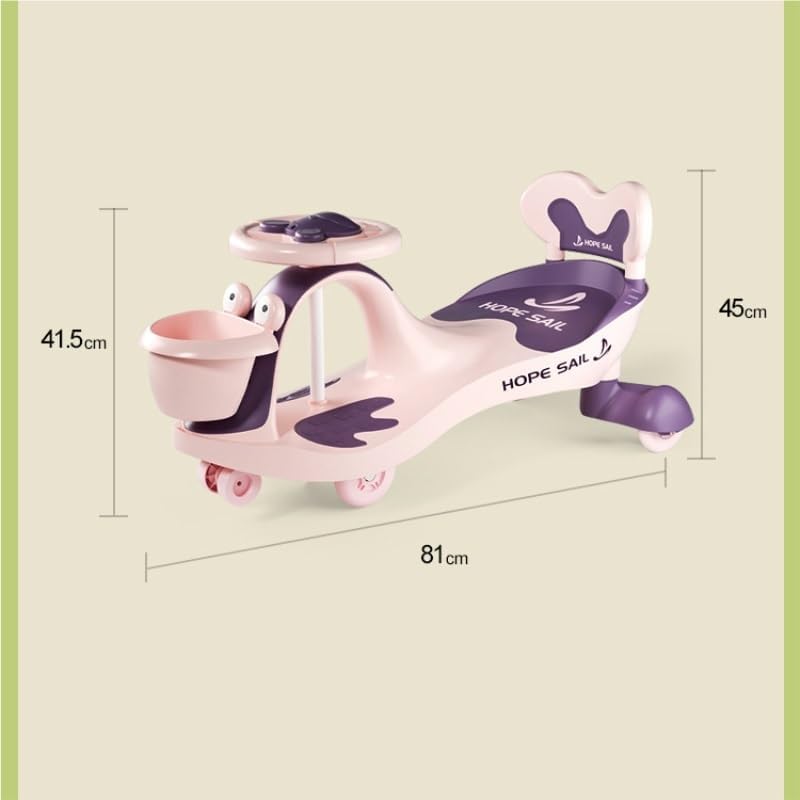 Wiggle Scooter Swing Car with Storage Basket Flashing Wheels & Music Wiggle Cars Ride On Toy for Kids Boys Girls(Green)