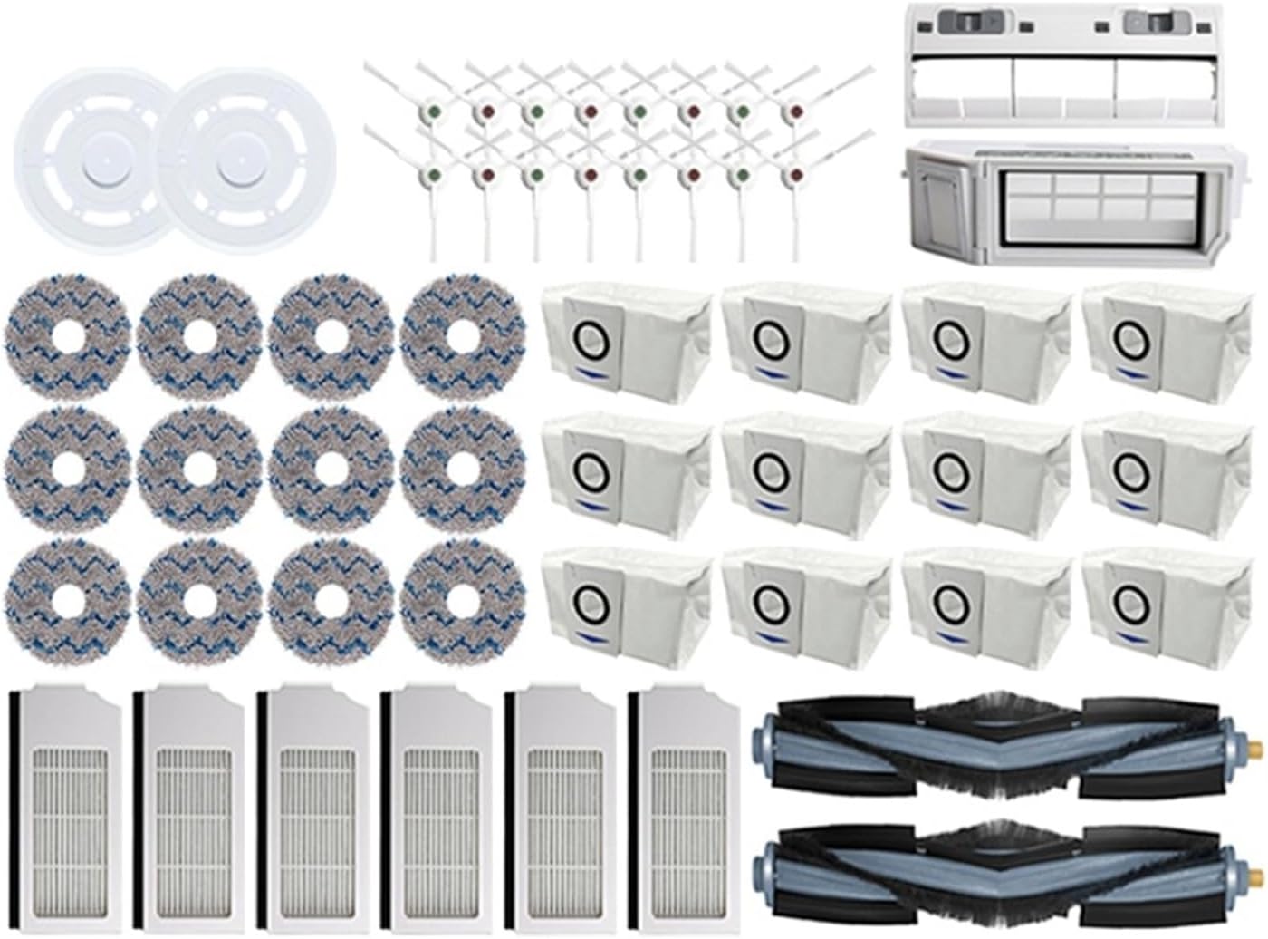 JUCFRDNJ Compatible for Deebot， X1 Omni / T10 Omni Accessories Robot Vacuum Cleaner Parts， Dust Bag ， Water Tank, Filter， Main Side Brush ，Mop Dustbin (Color : 52pcs)