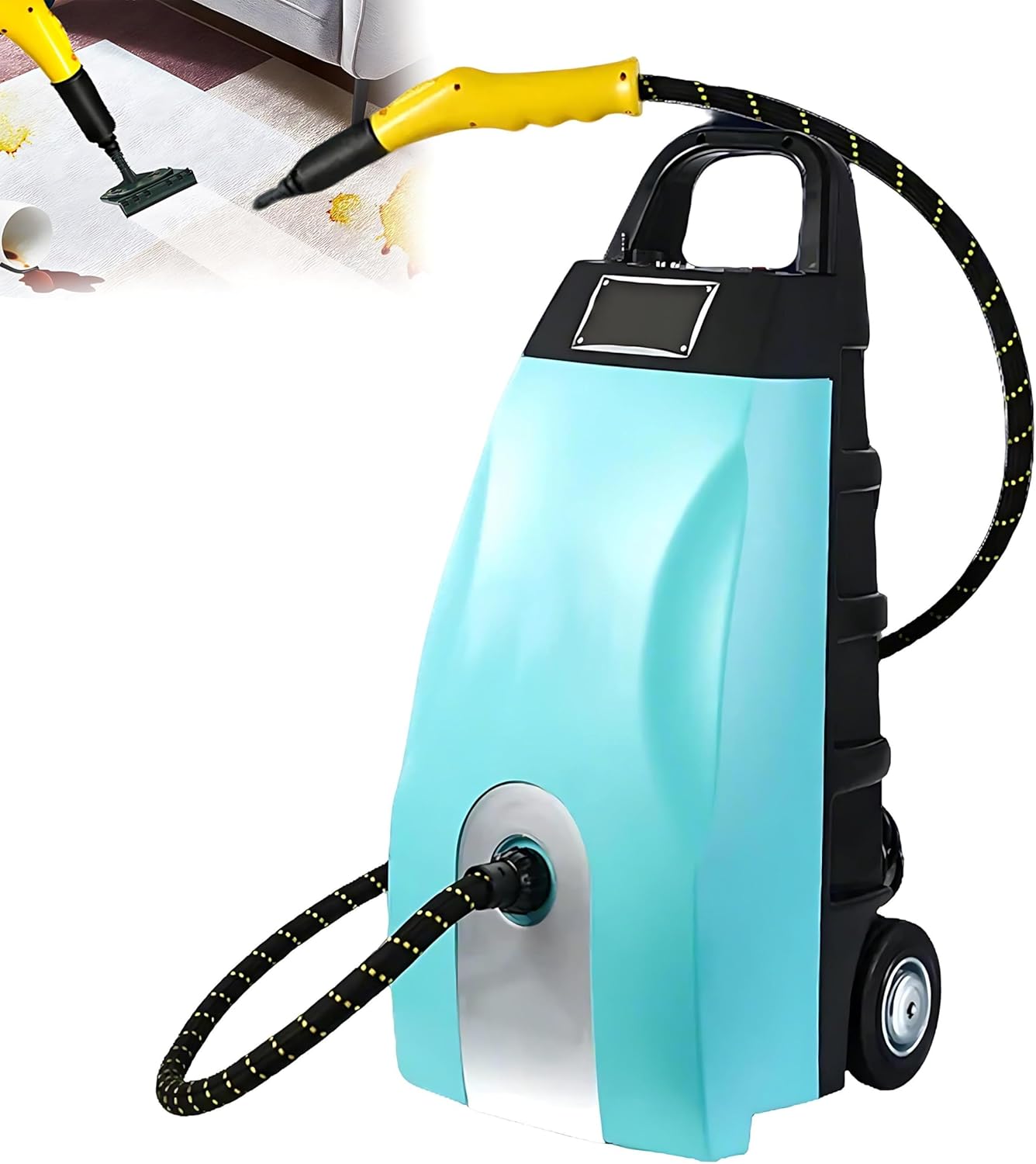 QIUNAOZI Multipurpose Steam Cleaner, Car Interior Cleaning Machine, with Ozone Cleaning Function, Triple Safety Protection, Warning Display, Suitable for Cleaning Car/Floors/Kitchen Furniture Blue