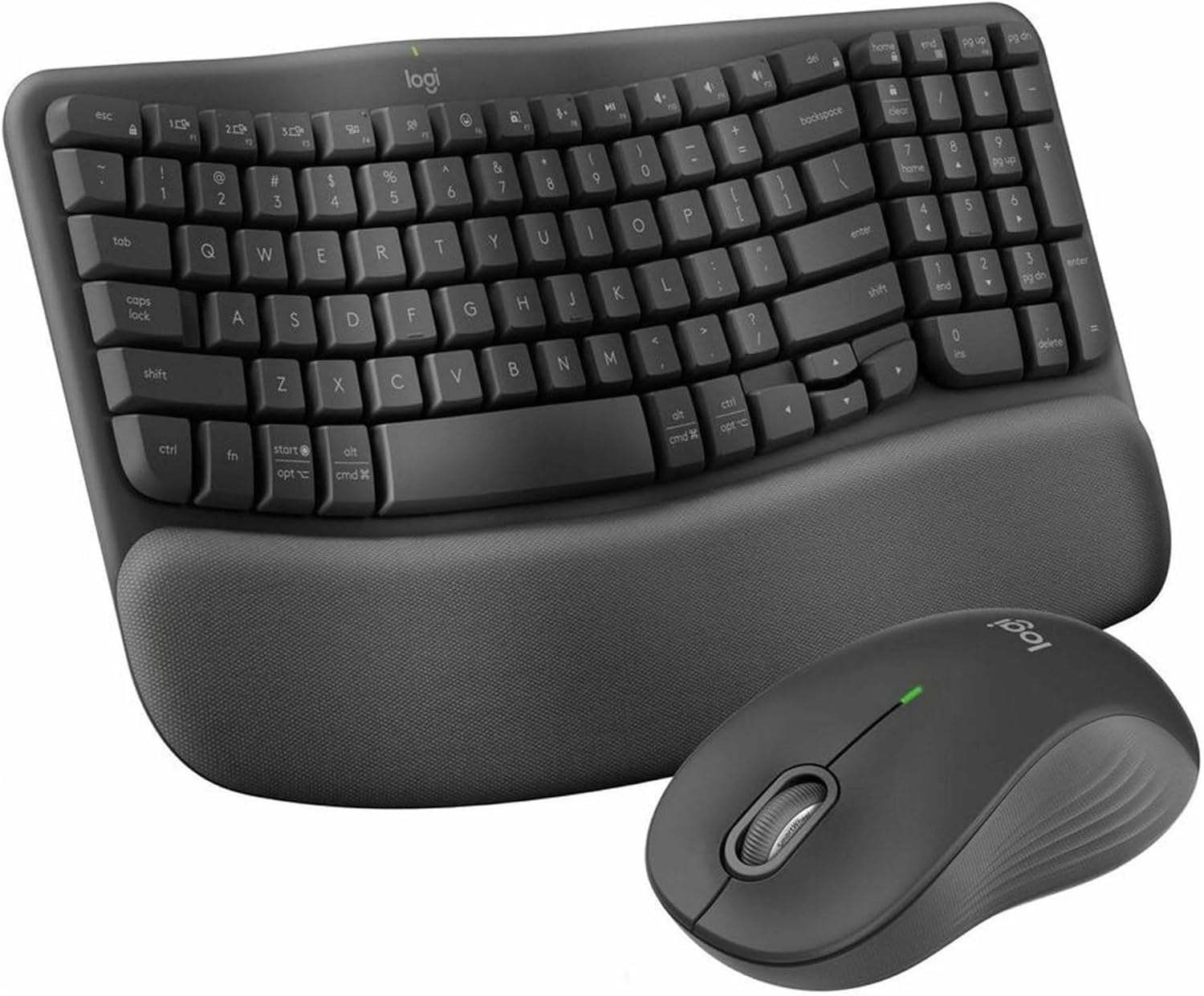 Logitech MK670 Comfort Wave Wireless Keyboard & Mouse Combo Travel Home Office Bundle with 2 Pro Portable Wireless Bluetooth Speakers, Charging Tray, Gel Wrist Pad, Gel Mouse Pad & 20oz Canteen