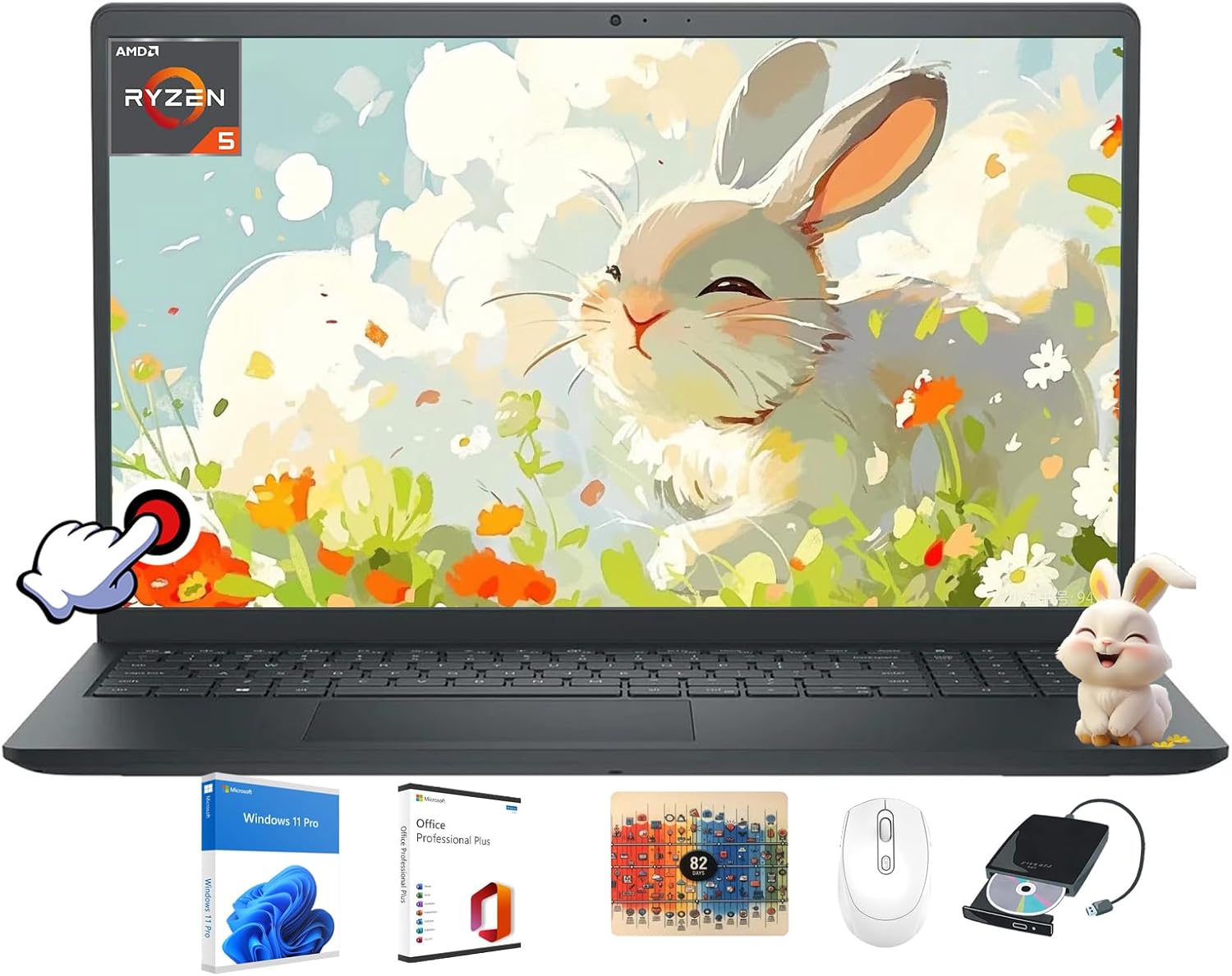 Dell Inspiron 3535 Touchscreen Laptop - Office Lifetime - AMD Ryzen 7-7730U - 15.6