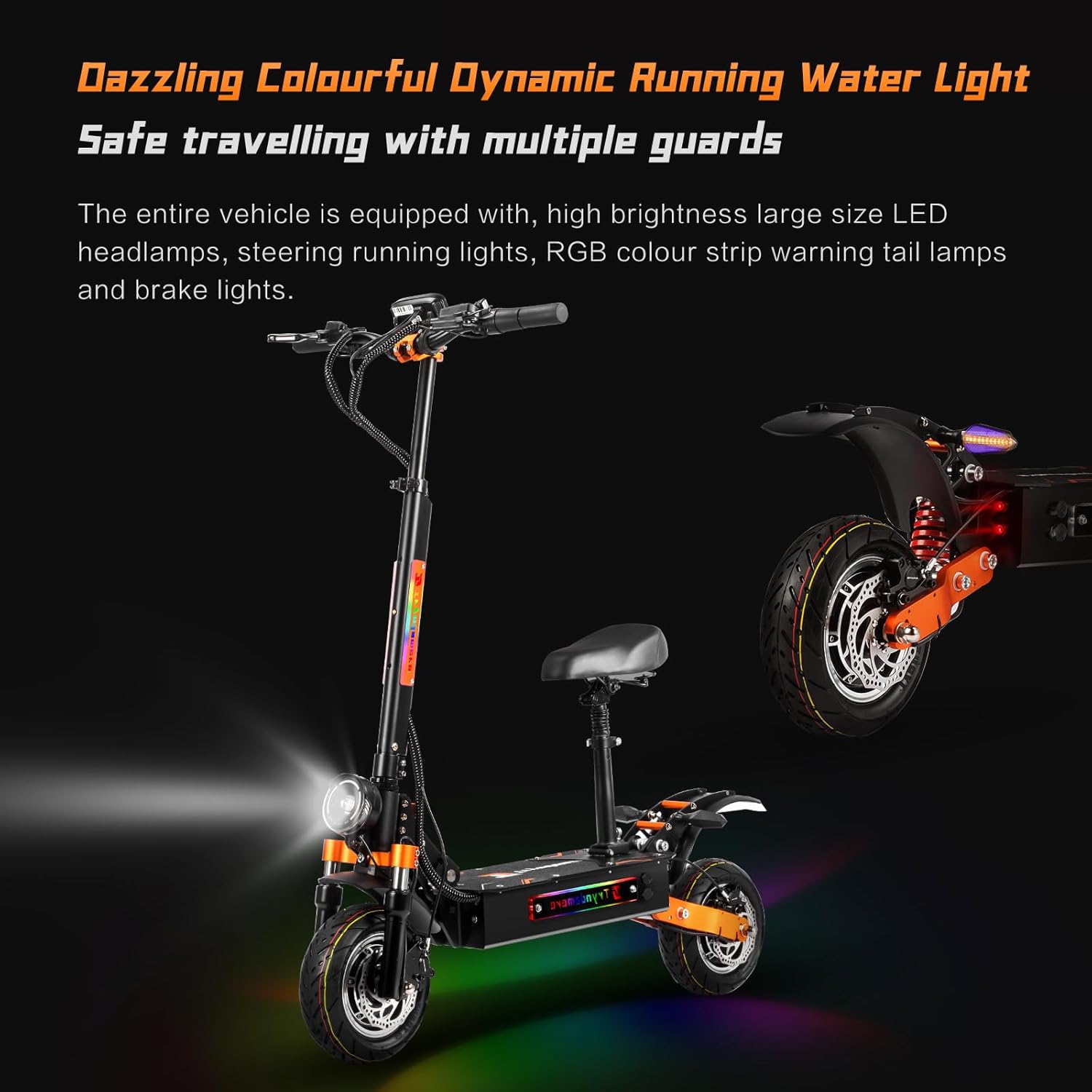 Electric Scooter Adults Peak 5600W Dual Motors Top Speed 45MPH，33Ah Battery Range 75 Miles， with Non-Zero Start 10