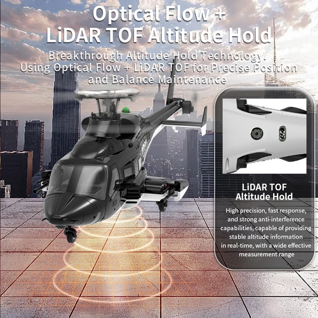 YU Xiang Air-Wolf Replica GPS RC Helicopter with Optical Flow Radar, F02S 1:34 Scale 8CH Dual Brushless Motors RC Helicopter with Telemetry Transmitter & Metal Servo for Pro Enthusiast - RTF