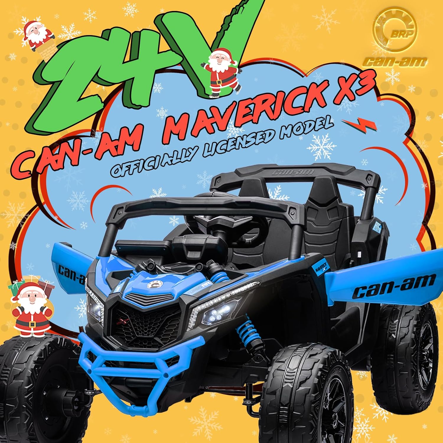KerryYoo SU5 24V Ride on Toys for Big Kids,4x200W,2 Seater Electric Ride on UTV 4WD/2WD,EVA Rubber Tires,4x4 Shock Absorbers,Remote Control,Licensed Can-Am,Bluetooth - Blue