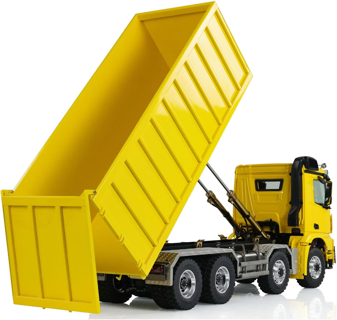 1/14 8X8 LESU Hydraulic RC Dump Truck Roll On/Off Metal Waste Bin Tipper Cars 2-Speed Transmission Lock Differential Light Sound System Hobby Grade Model