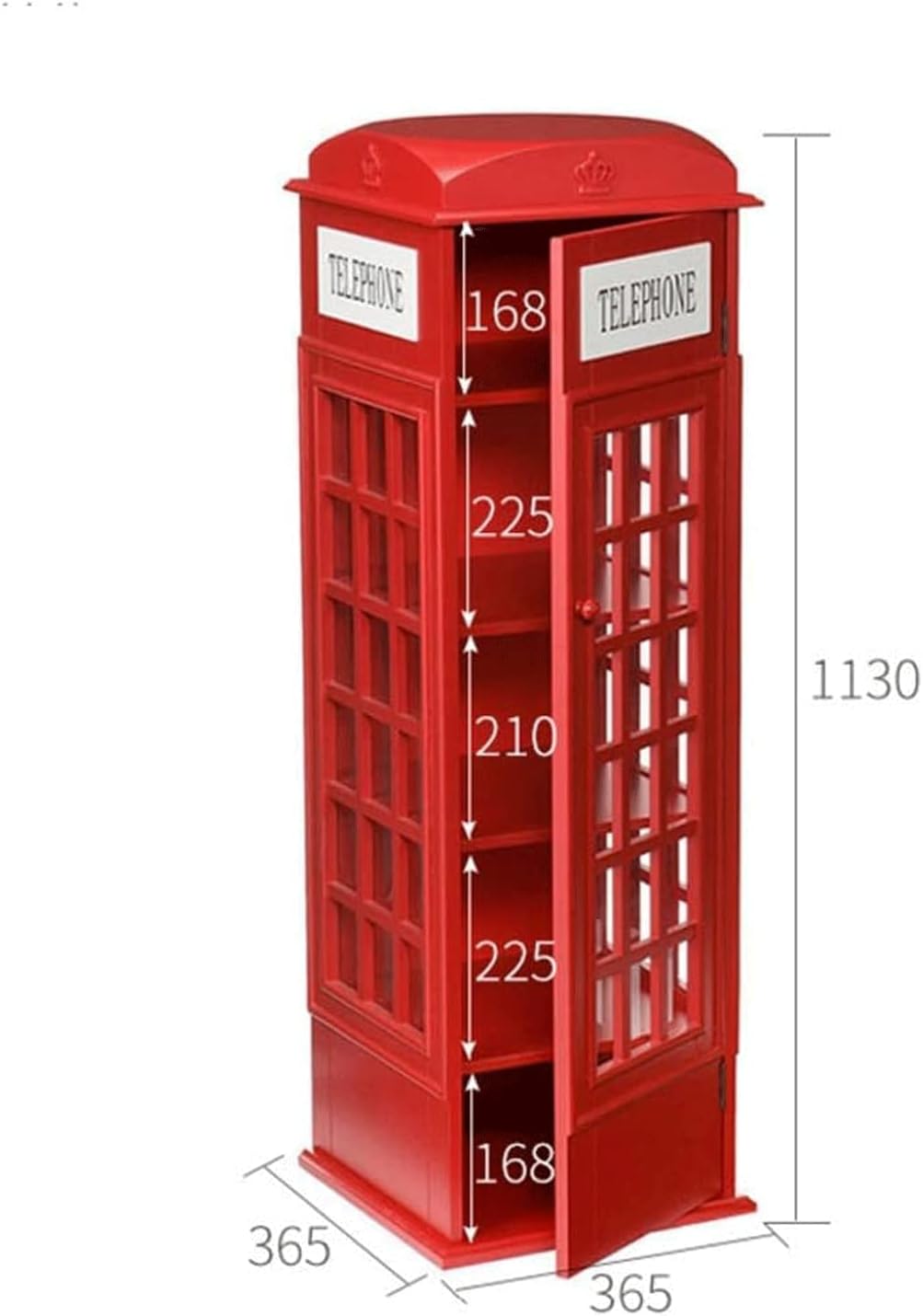 PAASHE 5 Tiers Bookshelf Creative Phone Booth Shape Bookcase Wooden Bookshelves Home Furniture Rack Bookcase 365x365x1130 Mm