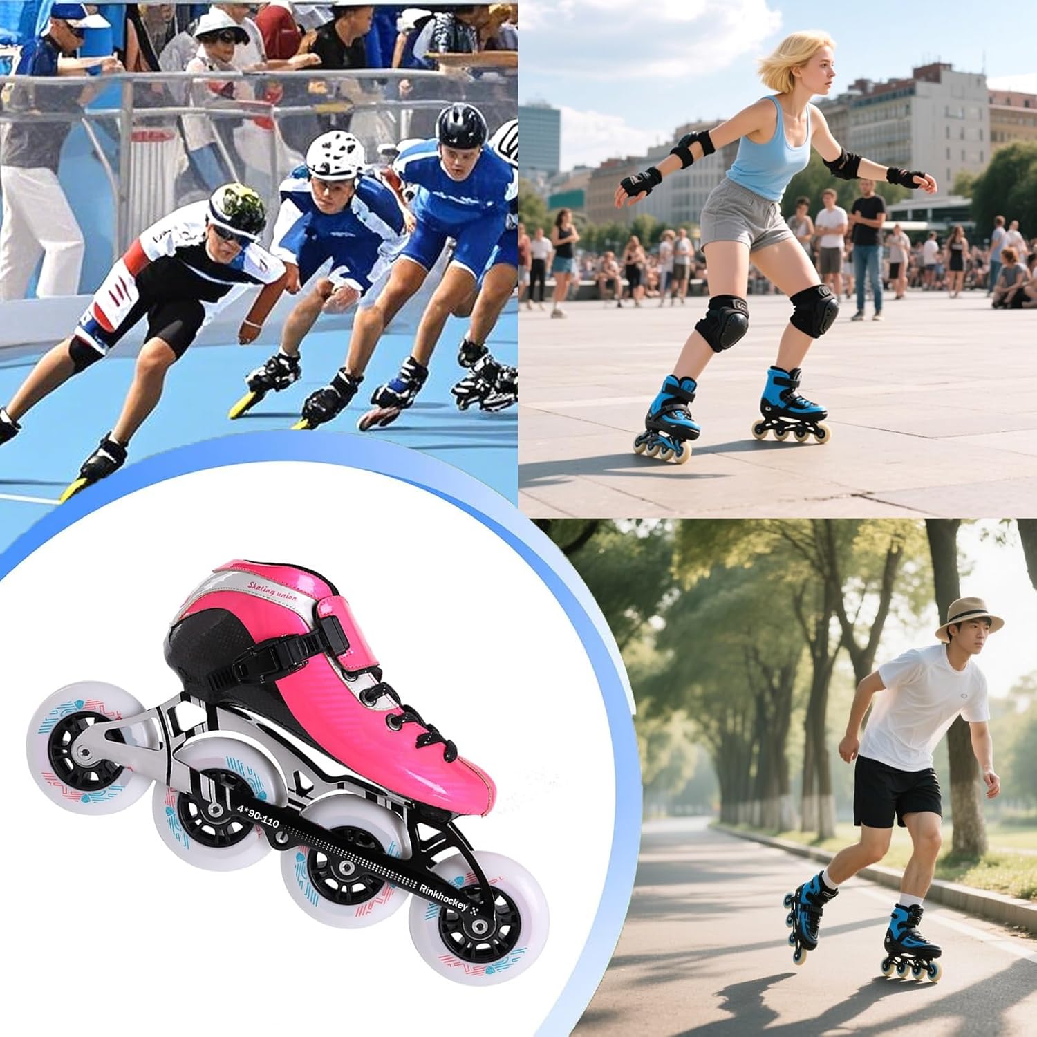 Inline Speed Skates Adult for Women and Mens, Carbon Fiber Professional Marathons Skates, Heat Moldable High Performance Racing Skates, Unisex