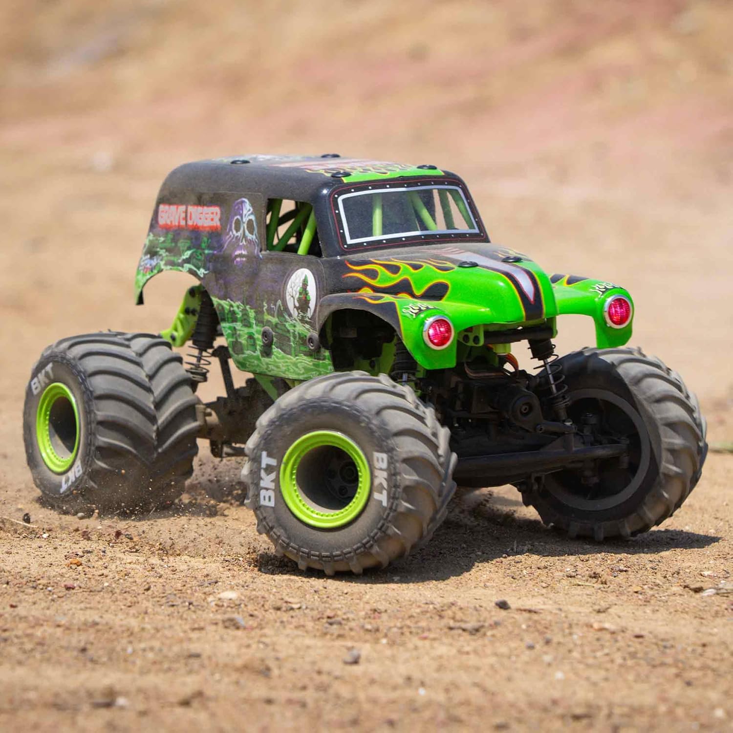 Losi 1/18 Mini LMT Grave Digger 2S 4X4 RTR Brushed Monster Truck Battery & Charger Included Green LOS01026T1