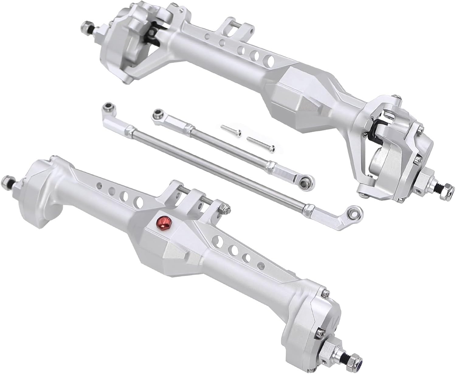 RC Upgrade Accessories for Vanquish 1/10 for VS4-10 for Phoenix F10 Metal Front Rear Portal Axle Complete Set Replacement RC Crawler for LCG Chassis DIY Upgrade Parts(Silver,Set)