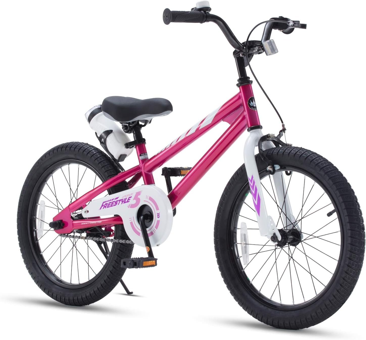 Royalbaby Freestyle Kids Bikes for Boys Girls Childrens Bicycle with Kickstand, 18 & 20 Inch Fuchsia Pink
