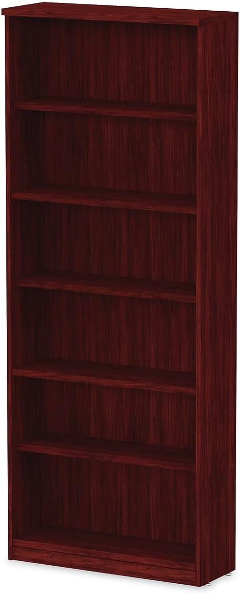 Alera VA638232MY Valencia Bookcase, 6-Shelf, 31-3/4 x 14 x 80-3/8, Mahogany