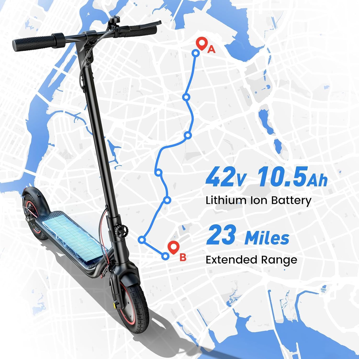Electric Scooter, 23/21Miles Range, 22/18MPH Top Speed, 500/350W Powerful Motor, Foldable Commuter Scooter for Adults with Cruise Control, Double Braking Systems, APP Control