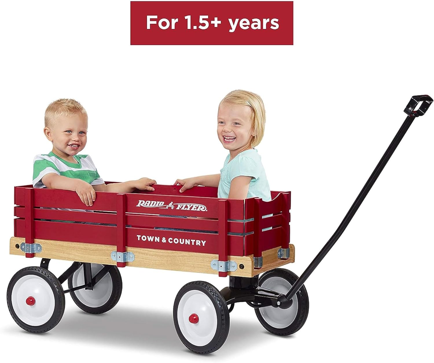 Radio Flyer, Foldable Wagon, Rolling Cart, Carts with Wheels, Outside Toys for Toddlers 1-3, Town & Country Toddler Stroller Wagon for Kids, Gardening, Camping Essentials, for Ages 1.5+ Years, Red