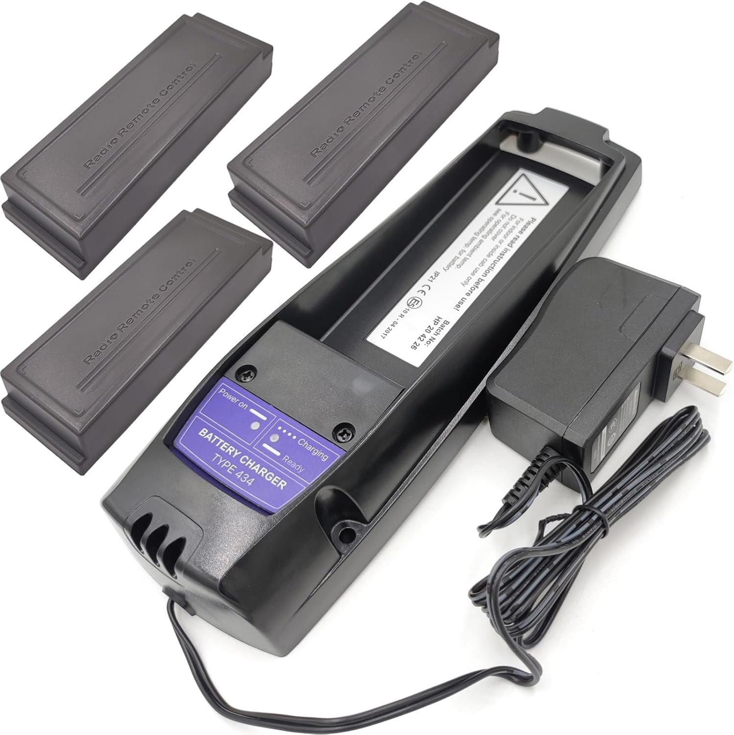 (1-Pack) AC 100-240V Scanreco 434 EEA4291 Battery Charger + (3-Pack) 2000mAh 7.2V Scanreco 592 RSC7220 13445 Battery for Scanreco 590, 592, 960, EEA2512 Palfinger, EEA2512 RC400 Batteries