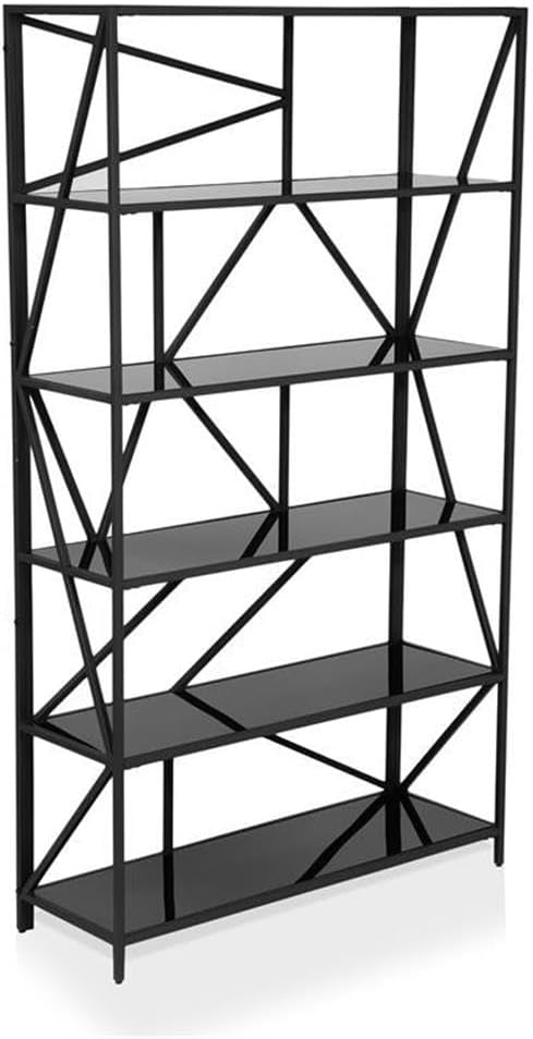 Furniture of America Qualt Industrial Metal 5-Shelf Bookcase in Black