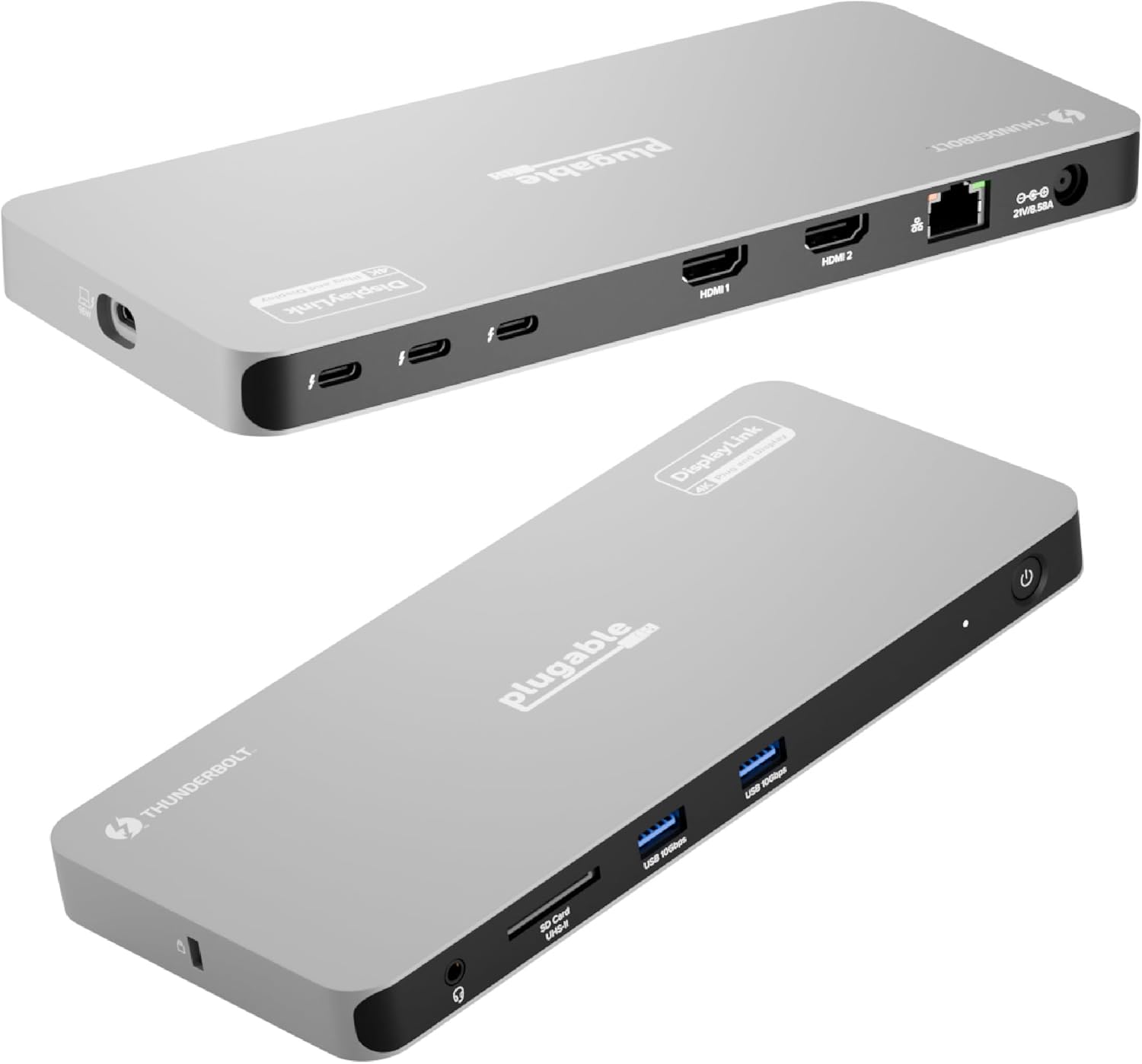Plugable Thunderbolt 4 Dock for Quad Monitors 100W, Thunderbolt Docking Station Connects up to Four 4K Monitors for Windows and Mac Laptops, 2x HDMI, 4x Thunderbolt 4/USB C, Driver Required TBT-6950PD