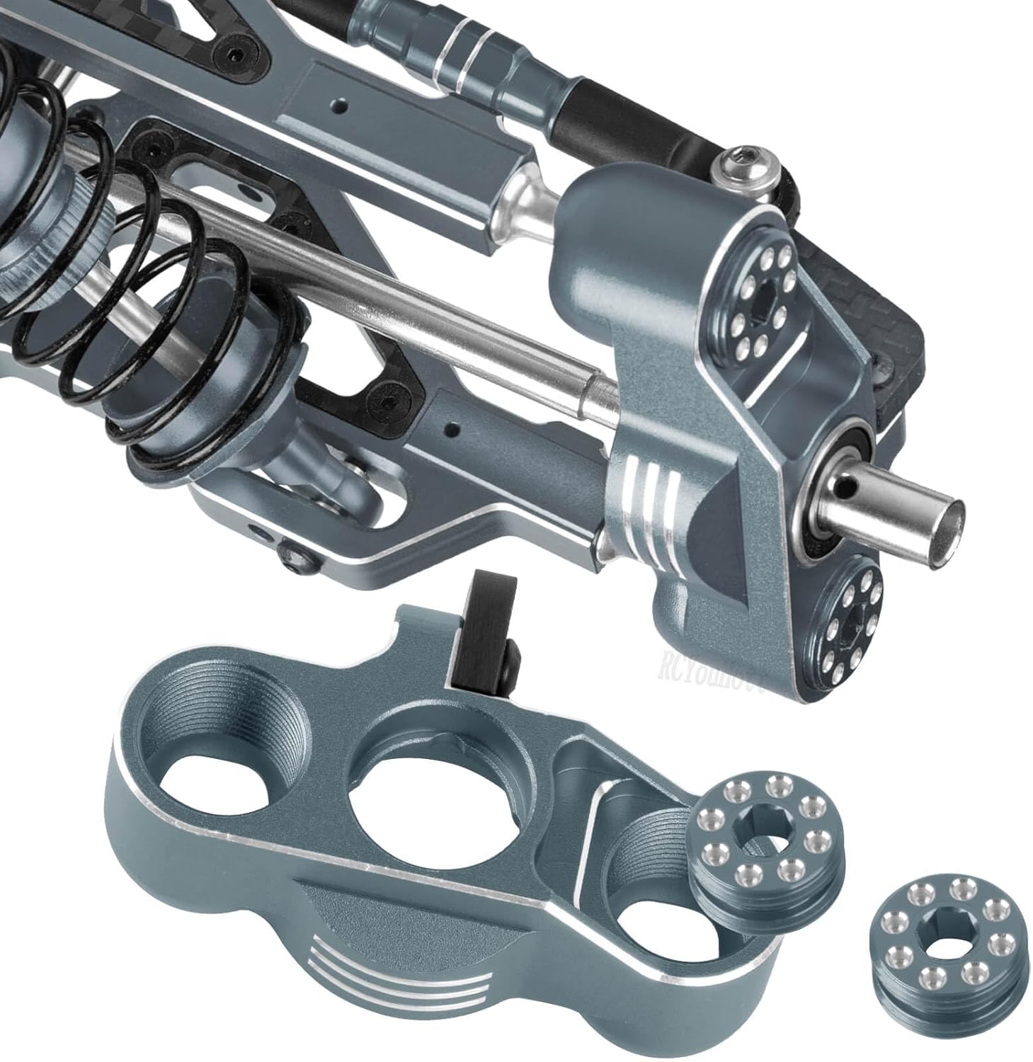 RC Suspension A Arms&Steering Blocks Axle Carriers&Gearbox Case w/43T/13T Diff Gear Mount&Camber Links Upgrades Part for 1/8 Typhon 6s BLX,1/7 Felony Infraction 6S BLX Limitless,Titanium