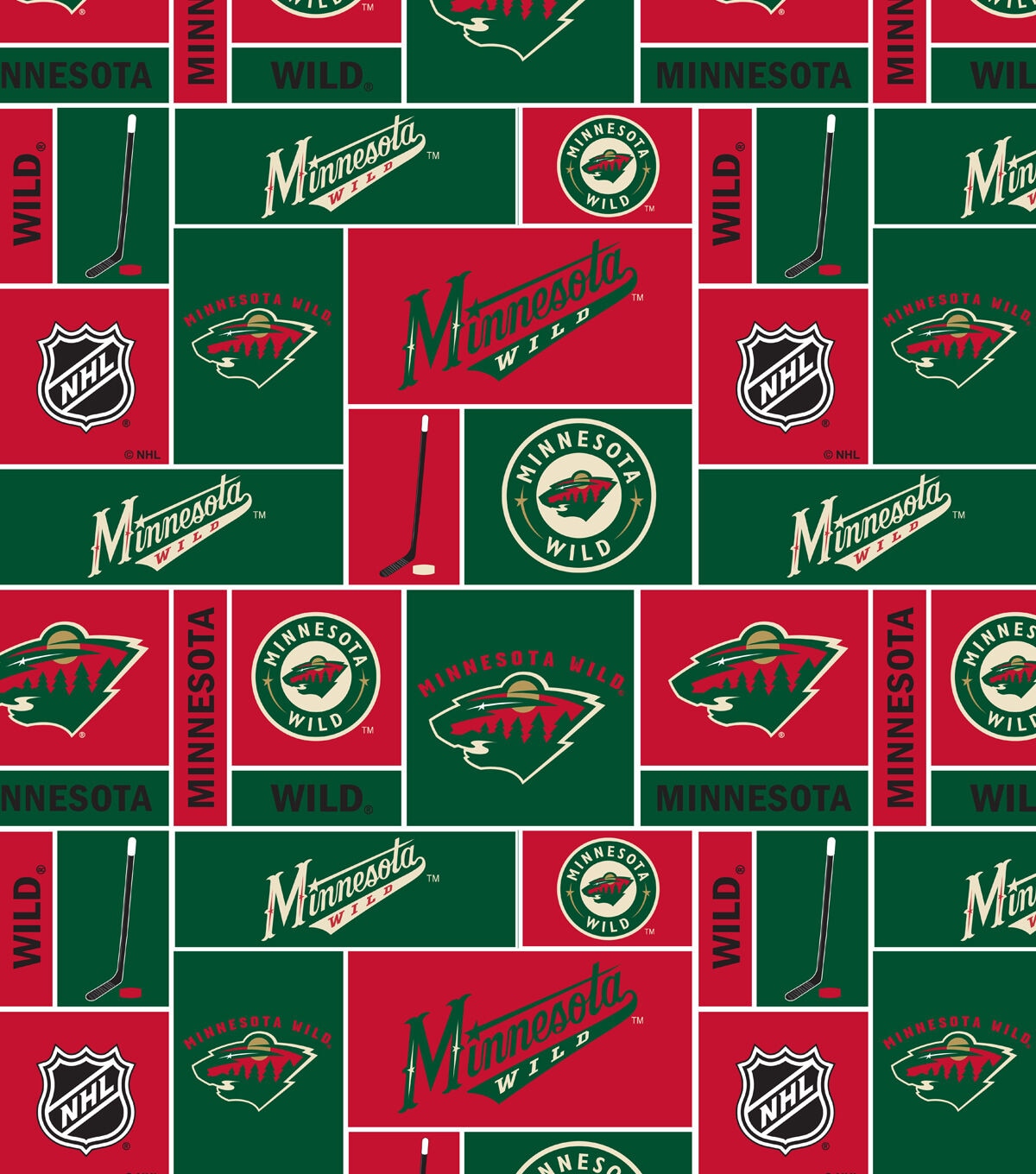 Minnesota Wild Fleece Fabric Block