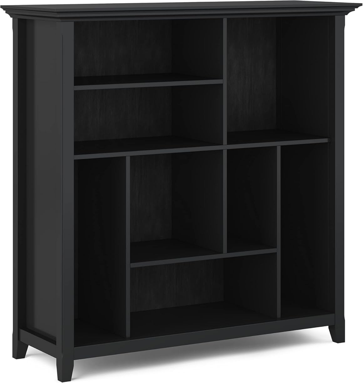 SIMPLIHOME Amherst Bookcase - 44 inch Tall Multi-Cube Solid Wood Cube Organizer in Black, Transitional Bookcase Storage for Living Room, Study Room or Office with Fixed Shelves and Tapered Legs