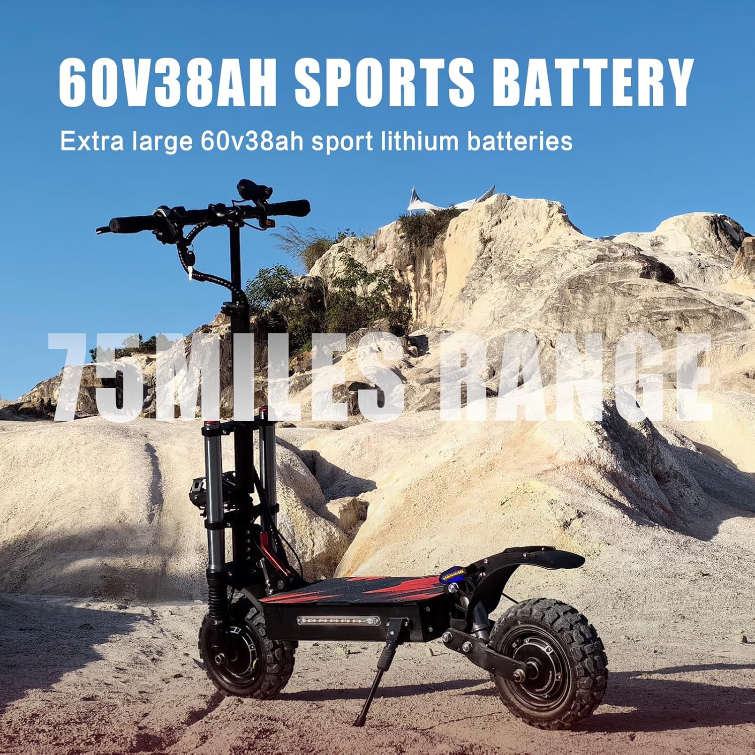 6000W Dual Motor Electric Scooter 60v Fastest Fast 55 mph for,BOYUEDA S5 Off Road Fast Electric Scooter for Adults, 85km/h 50 mph 800 lb Load Capacity， Folding E-Scooter,with Detachable Seat