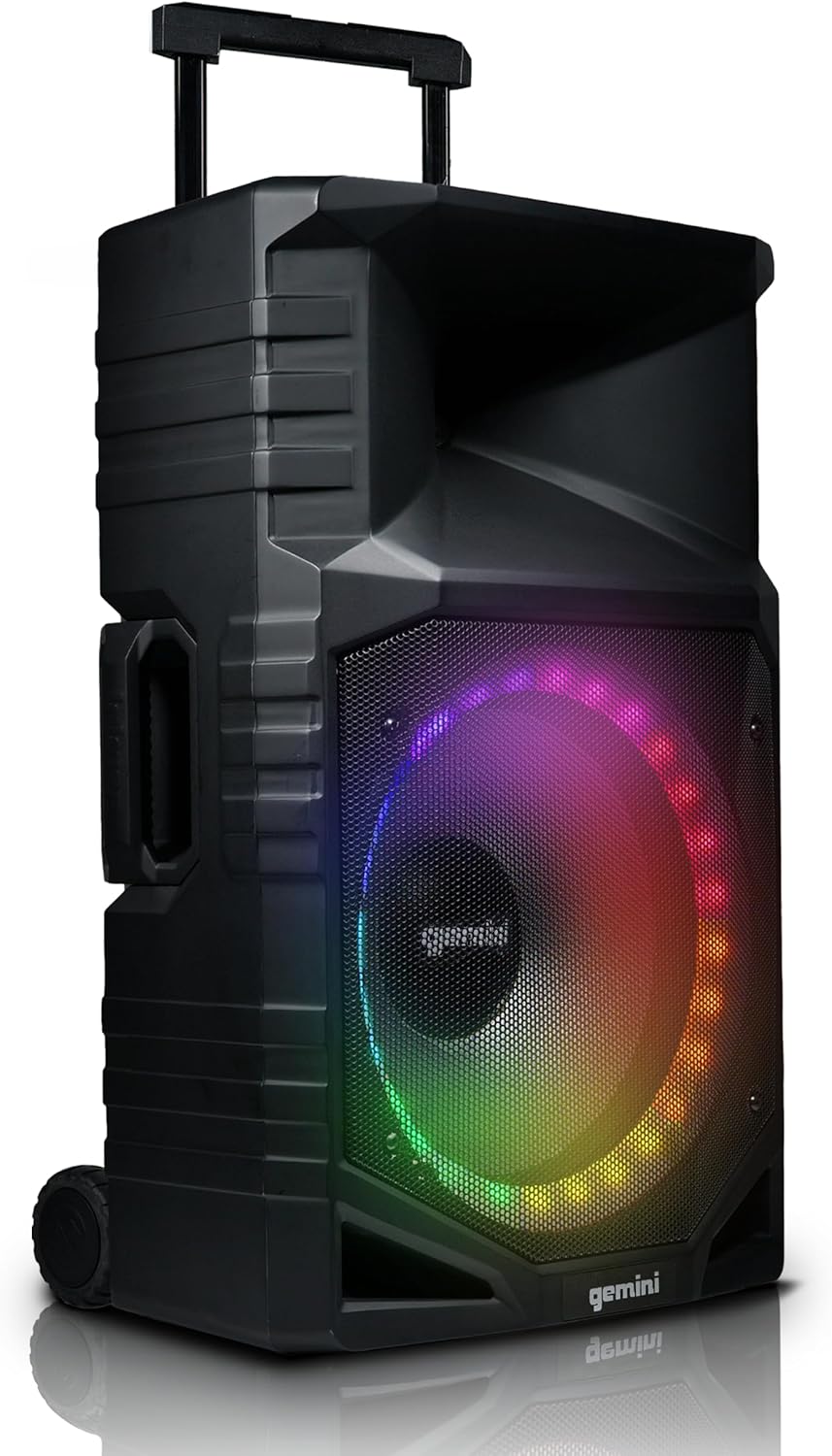 Gemini Sound GXP-T1500 All-Weather Portable Bluetooth PA Speaker System with RGB LED Party Lighting, 15