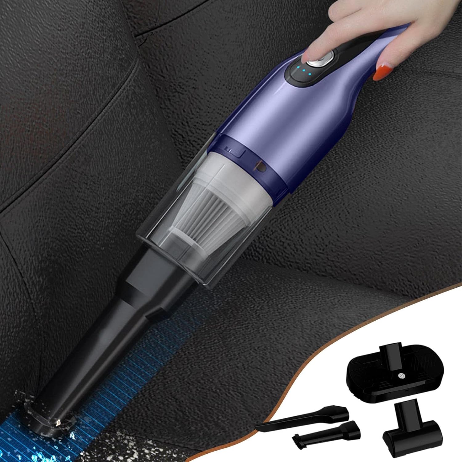 WAGNUS Handheld Vacuum Cleaner,12000Pa High Power Suction Car Vacuum Cleaner,Portable Dusts Buster with Filter,4 Nozzle Vacuum Cleaner for Carpet,Bed,Sofa,Pet Hair