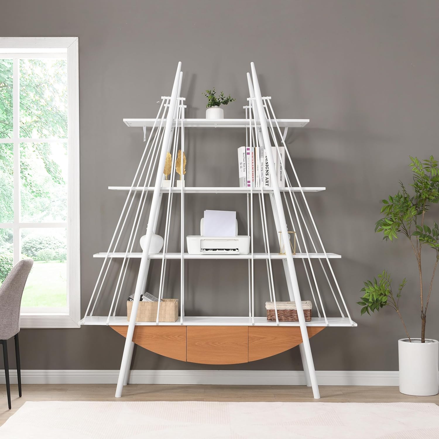 Modern Display & Bookshelf for Living Room, Creative Furniture, Storage Cabinet, Shoe Rack, Plant Stand, Storage Rack, Utility Racks, Freestanding Bookcase, Office & Home Decoration,White-MDF