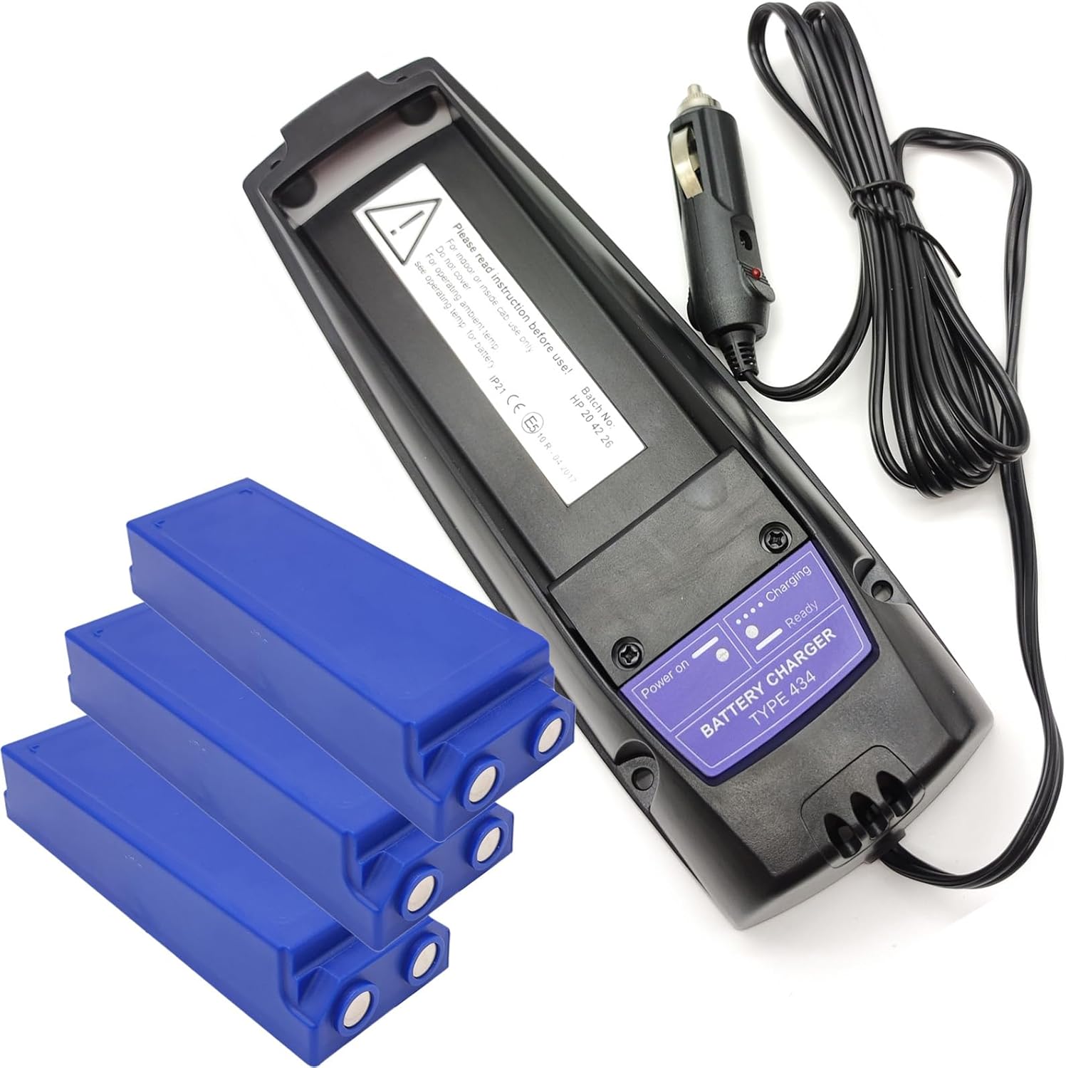 (3*Battery+1*Charger) DC 10~35V Battery Charger Type 434 + 3Pcs 7.2V 3.3Ah Type 593 Rechargeable NIMH Battery for SCANRECO 593/592/590/960/EEA2512/RC400 EEA4291
