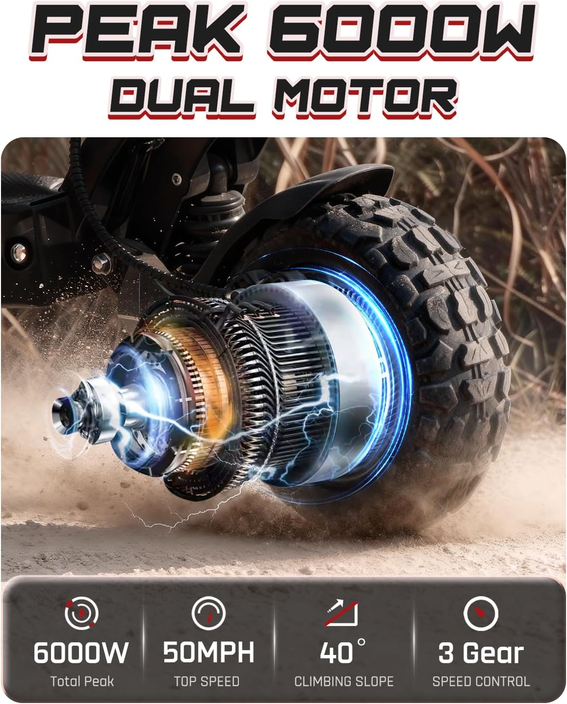 M YUME SCOOTER Raptor 6000W Motor Scooter, 50MPH 56/60 Miles 60V 27/30AH Electric Scooter for Adults, 11