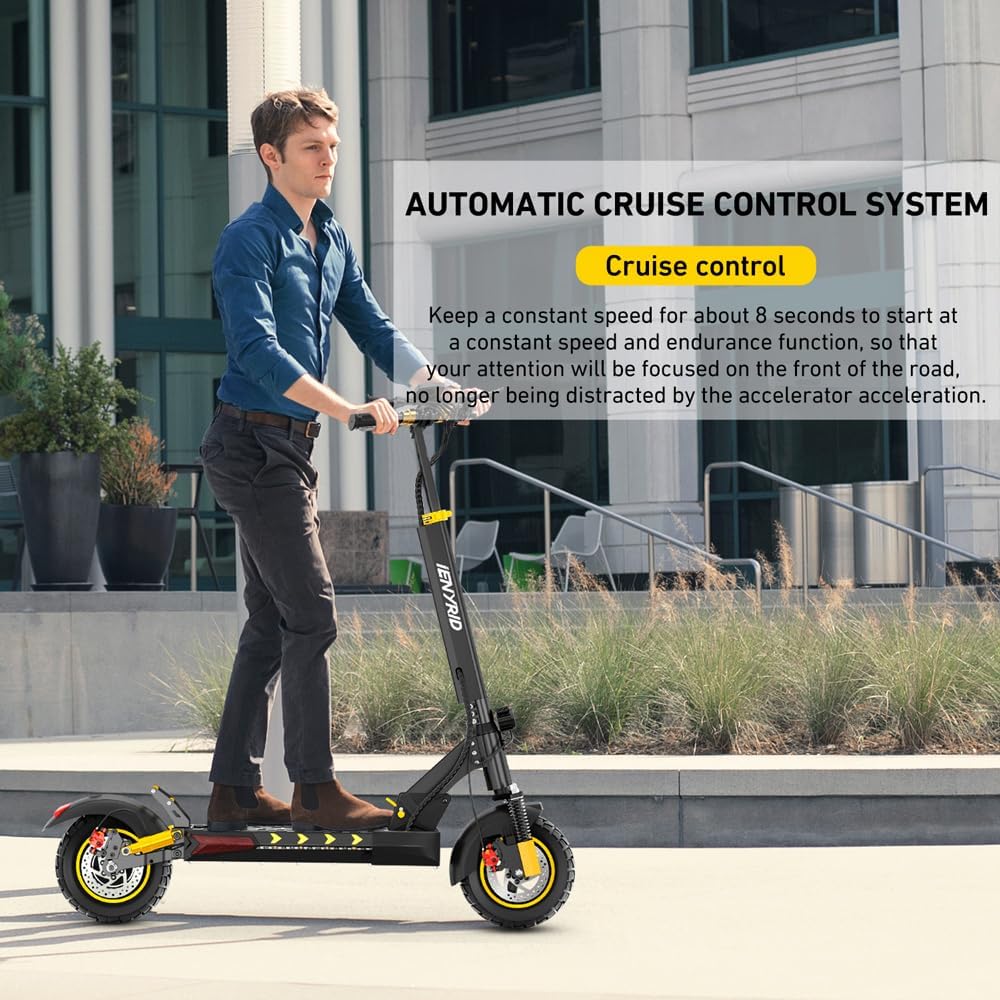 e Scooter for Adults, iENYRID Electric Scooter with Seat 1000W Peak Power Motorized Kick Scooters 10 Inch Off-Road Tires eScooter Up to 28mph Max, 20-30 Miles Long Range