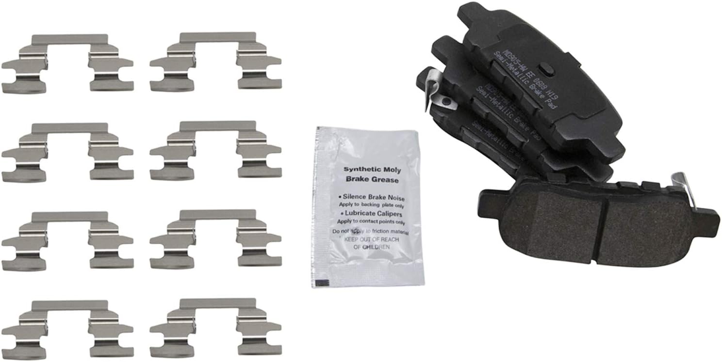 TRQ Rear Performance Brake Pad & Rotor Kit Brake Caliper Brake Chemical Kit Brake Pads Brake Rotors Set Semi-Metallic Premium G-Coated Compatible with 2003-2007 Nissan Murano 2004-2009 Quest