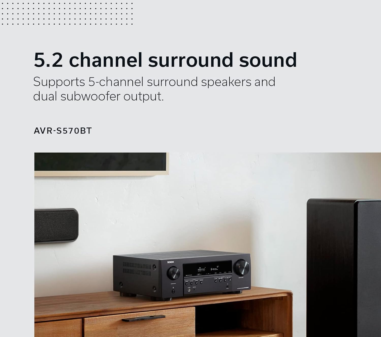 Denon AVR-S570BT AV Receiver 5.2 Channel 8K Ultra HD Audio & Video