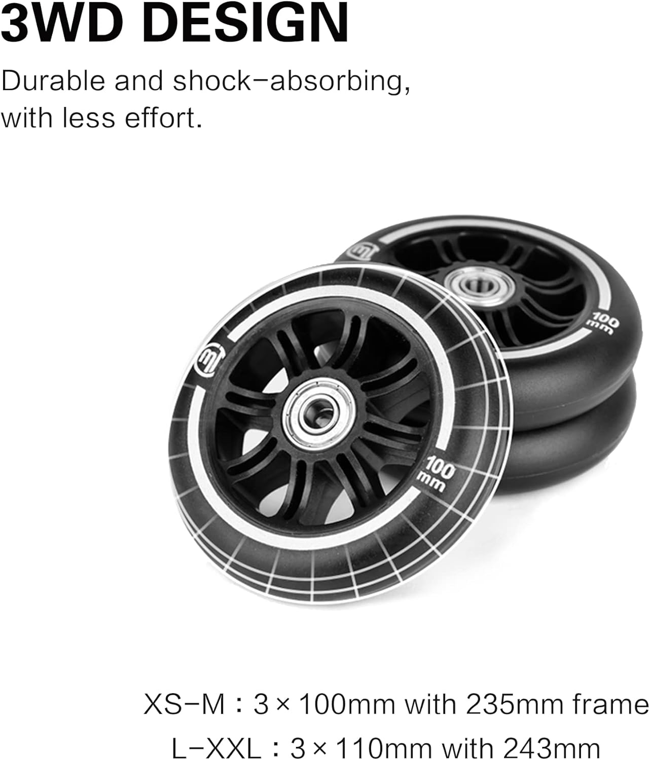 MT3 3WD Urban Cruise Inline Skates Speed Slalom Free Skating for Girls and Boys