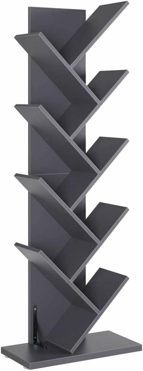 SUNESA Bookshelf Wooden Bookshelf Floor Standing Bookcase Tree-Shaped Bookshelf, 8 Layers, Iron Gray, Bookshelf Shelf, Used for Home Office. Freestanding Bookshelves Tree Bookshelf