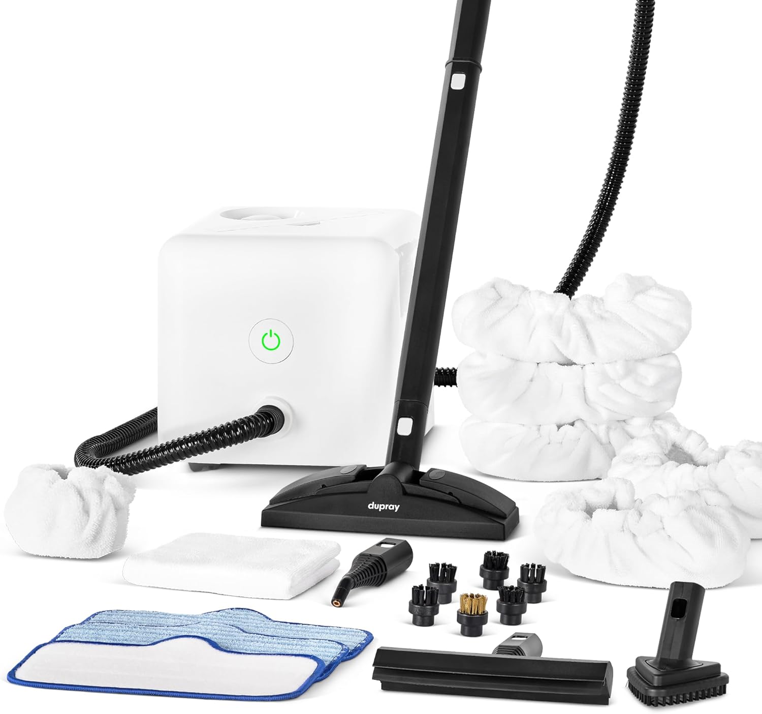 Dupray Neat Steam Cleaner with 22-Piece Accessory Kit – Versatile, Portable Steamer for Floors, Upholstery, Tiles, and More, removes 99.9% of Bacteria & Viruses (incl. x5 Large Bonnets)