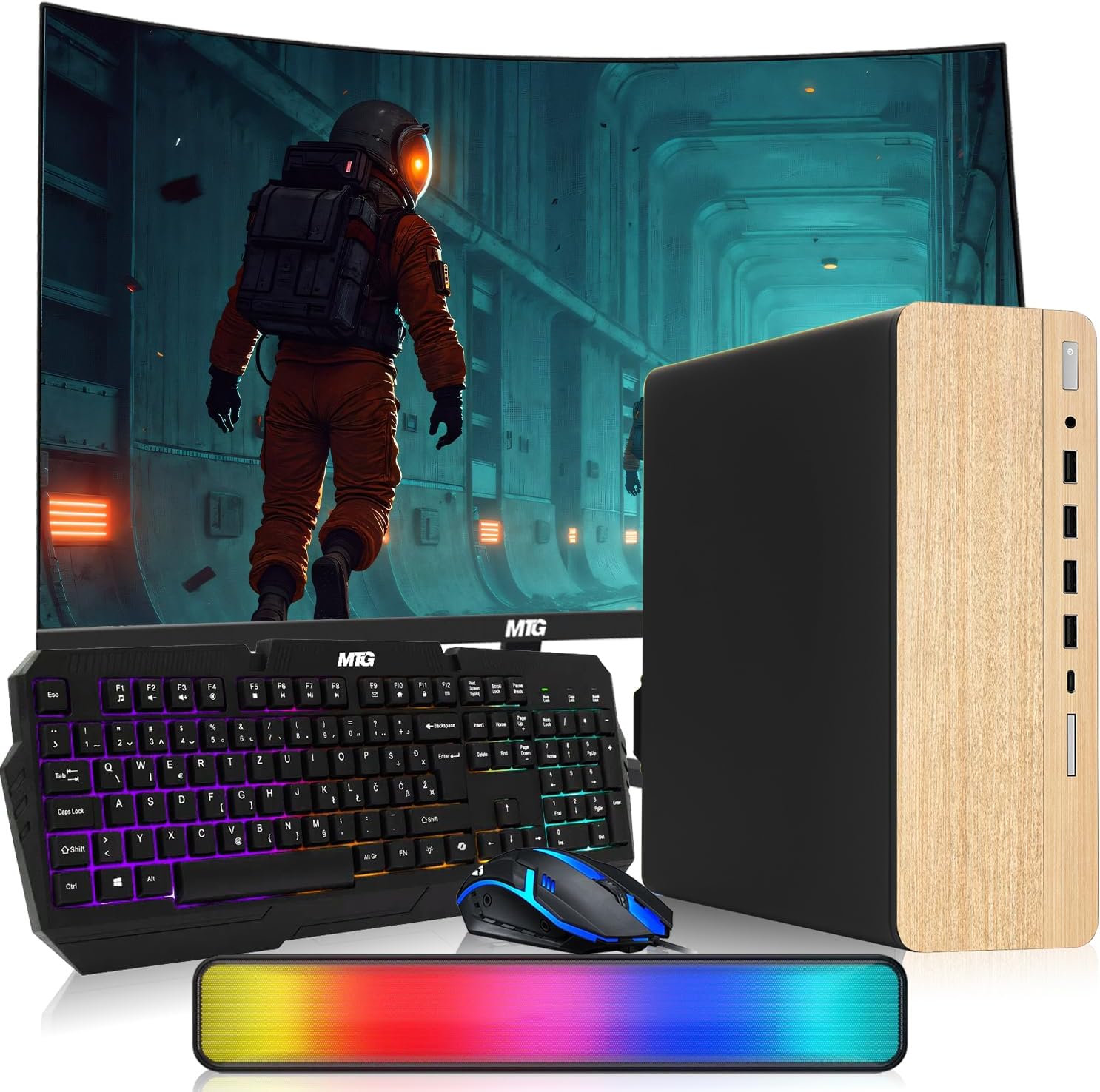 TechMagnet HP G4,Light Dual Premium Gaming Desktop Computer PC,Intel i5 Processor,GT 1030 2GB GDDR5,16GB RAM,512GB SSD,32 Inch Curved Monitor,AI-Enabled RGB KBM,RGB Soundbar,Windows 11(Renewed)