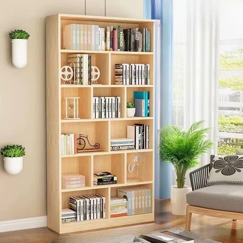 CraftThink Bookcase, Versatile Modern Natural Wood Bookshelf with Closed Back and Shelves for Compact Storage Home Office Furniture - 39