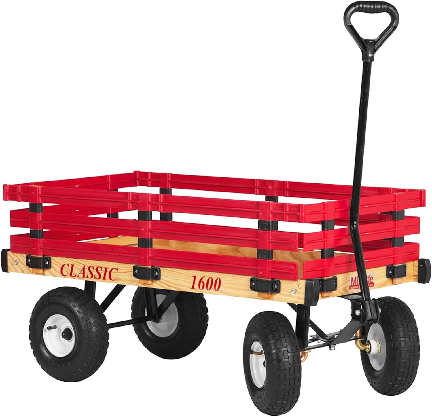Millside Industries Classic Wood Wagon with Red Removable Poly Racks
