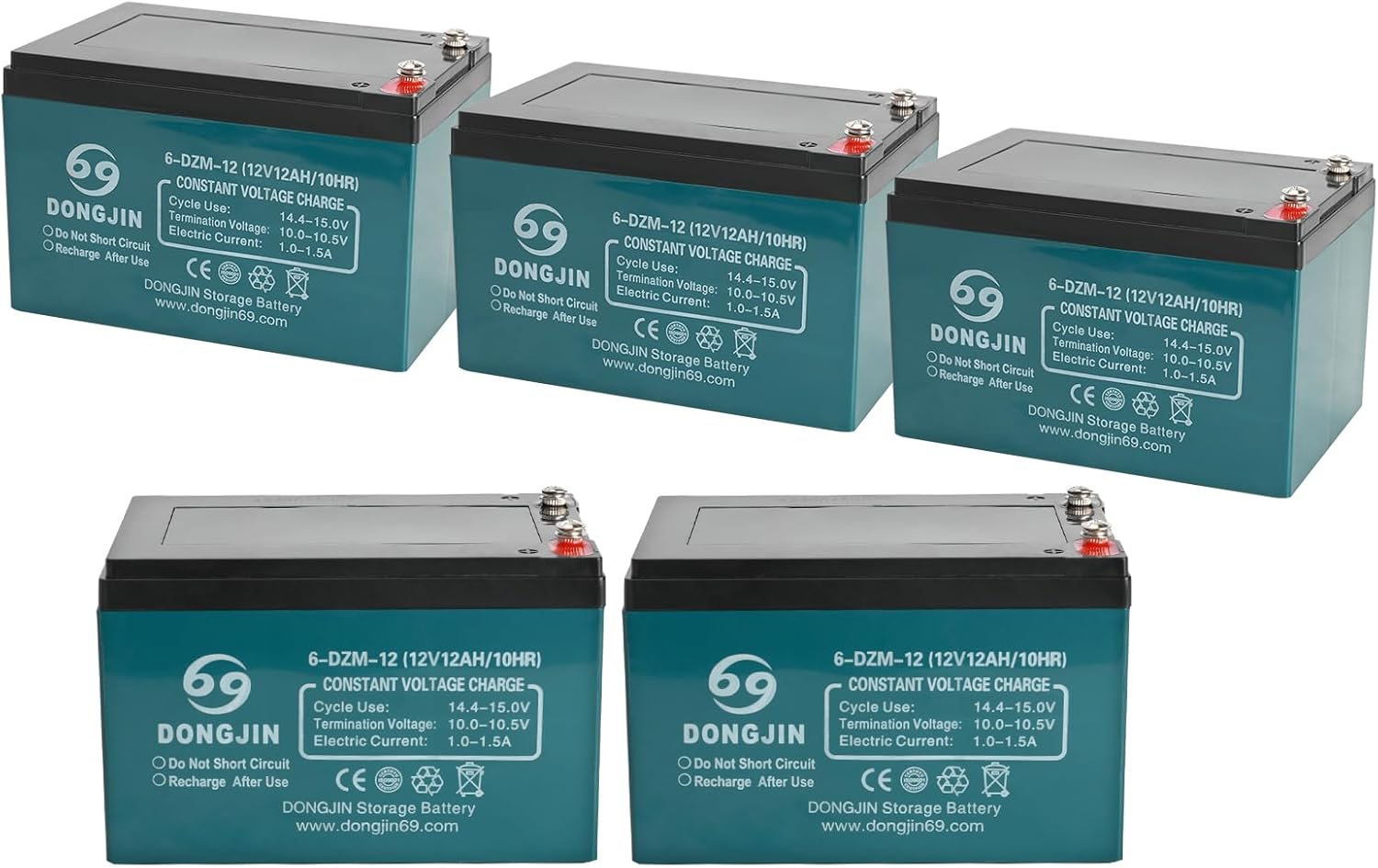 5PCS 12V 12Ah 6-DZF-12 6-DZM-12 Battery Rechargeable Maintenance Free SLA AGM Battery Replacement For 60V Electric Motor Mobility Scooter ATV Quad Bikes Dirt Bike Motorcycle Go Kart MX500 MX350 MX650