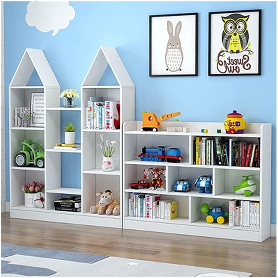 LSHAOBO Bookshelf Multi-Layer Bookshelf Storage Display Cabinet, White Bookcase, Multifunctional Shelf for Bedroom(Color:Short+Tall)
