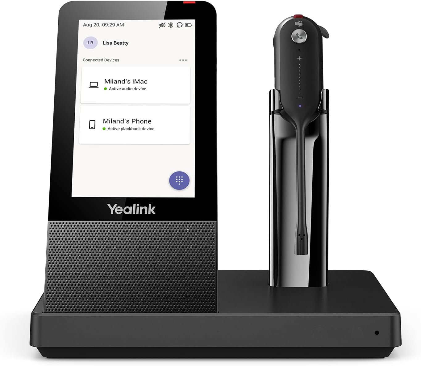 Yealink WH67 Wireless DECT Headset Upgrade,Teams Certified,Compatible with Desk Phone, PC, Mobile Phone, Office Single Ear (Mono) Bluetooth Headset, Noise Cancelling Mic,394ft Range,8H Talk Time