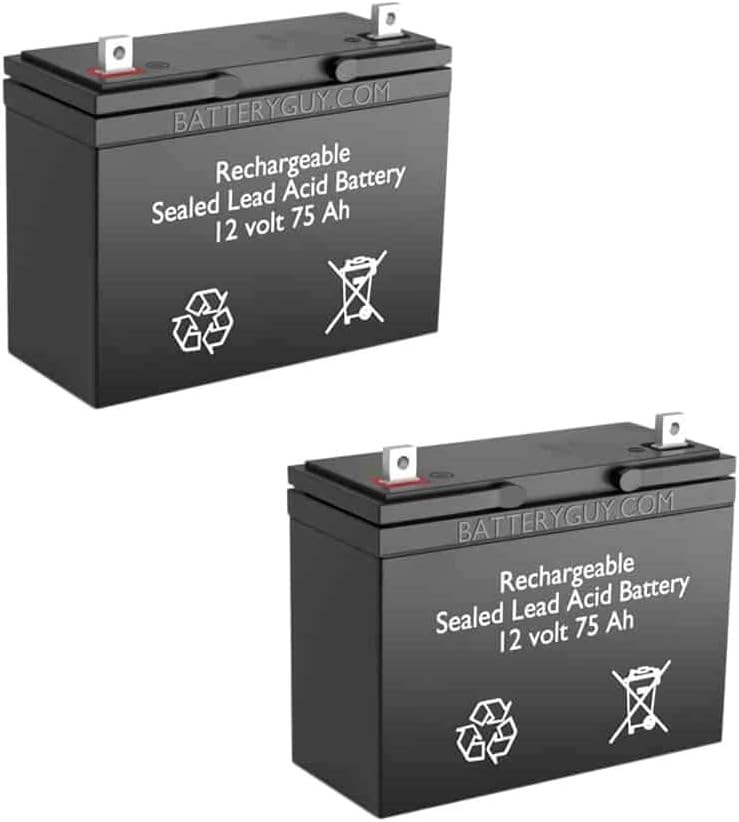 BatteryGuy Scooter Tri-Wheeler Replacement 12V 75Ah SLA Batteries Brand Equivalent (Rechargeable) - Qty of 2