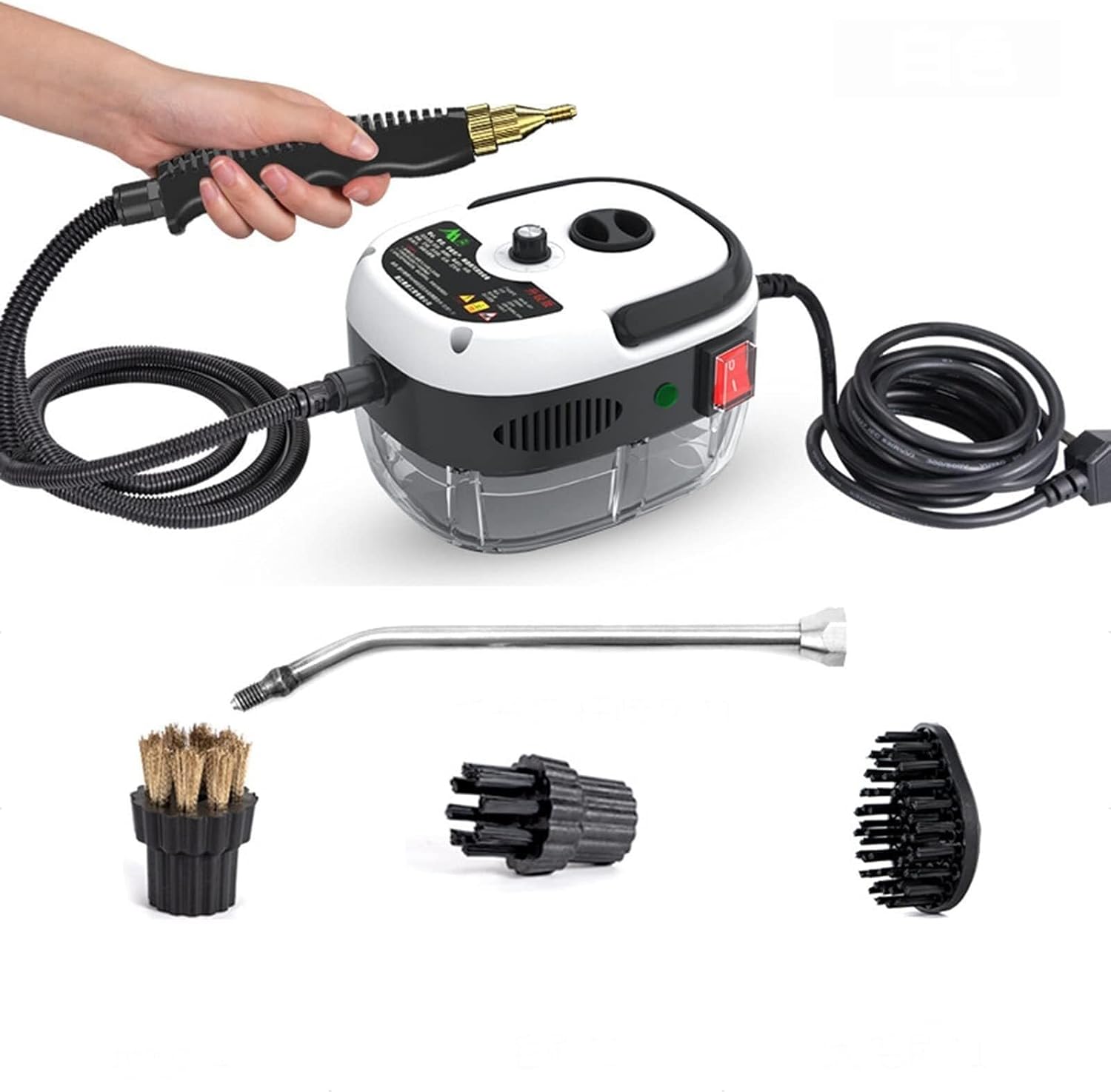 2500W High Temperature Pressurized Steam Cleaner Hand-held Portable Steam Cleaning Machine 1000ml Tank(White)