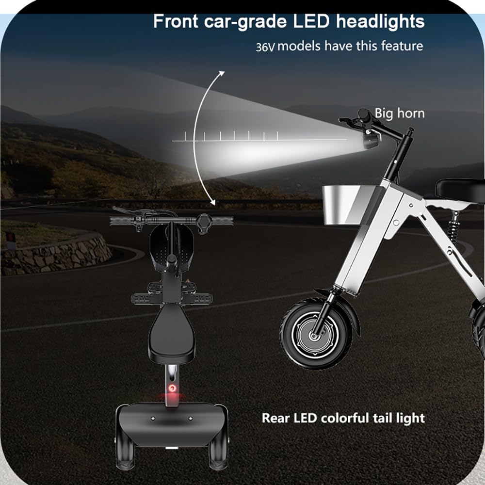 3 Wheel Electric Scooter for Adults,Folding Electric Trike Lightweight,450W Motor,Simple and Convenient to use,Foldable with seat Mobility Scooters for Seniors,Used for Commute and Travel