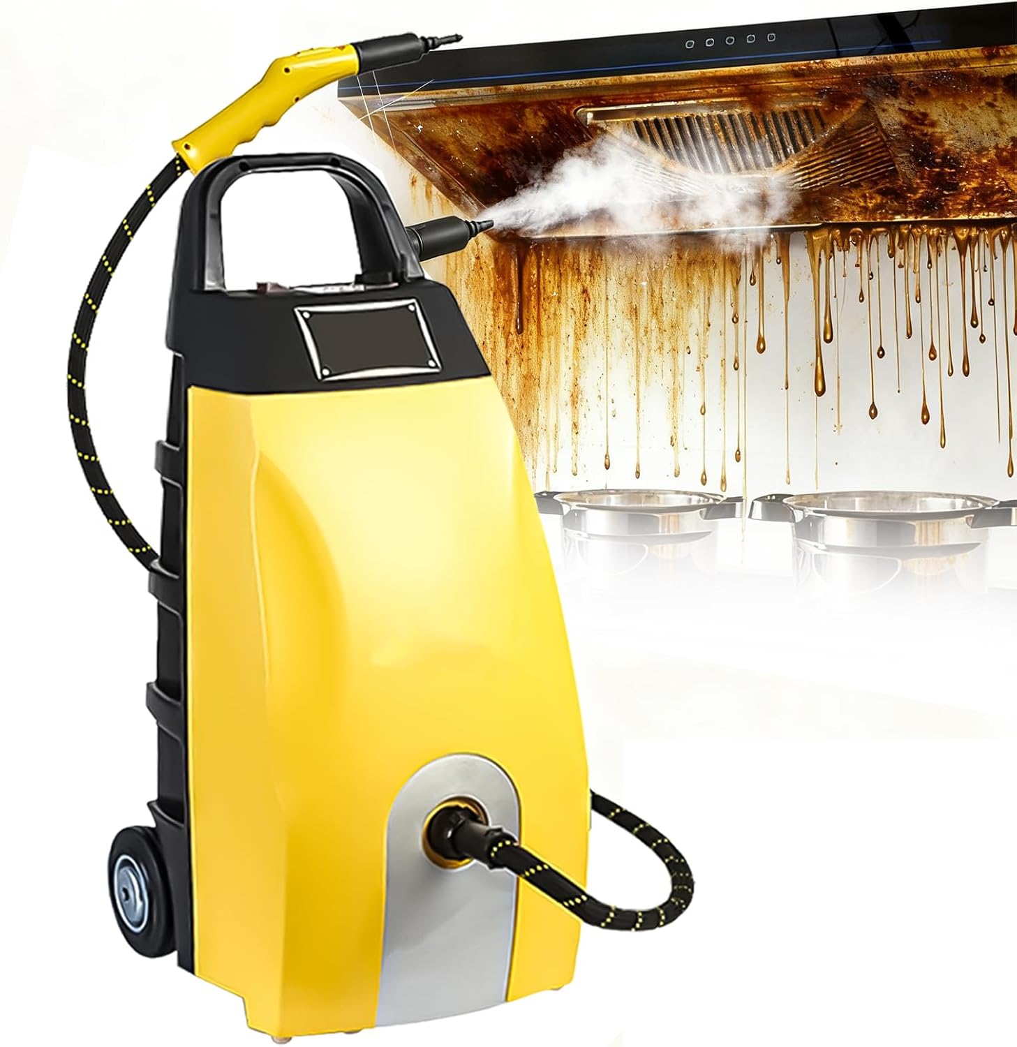 3000W High Pressure Steam Cleaner with 3.5L Water Tank, 40-Second Heat Up, Heavy-Duty Portable Steam Washer with Multiple Accessories for Home, Auto, and Commercial Use yellow