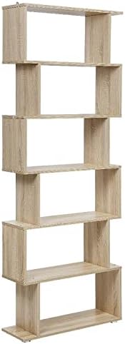 moisture Independent Bookcase Organizer Corner Bookshelf, 6 Layers, Hanging Storage Shelf Bookshelf, Suitable for Living Room. Bookshelf for Bedroom (Color : Oak)