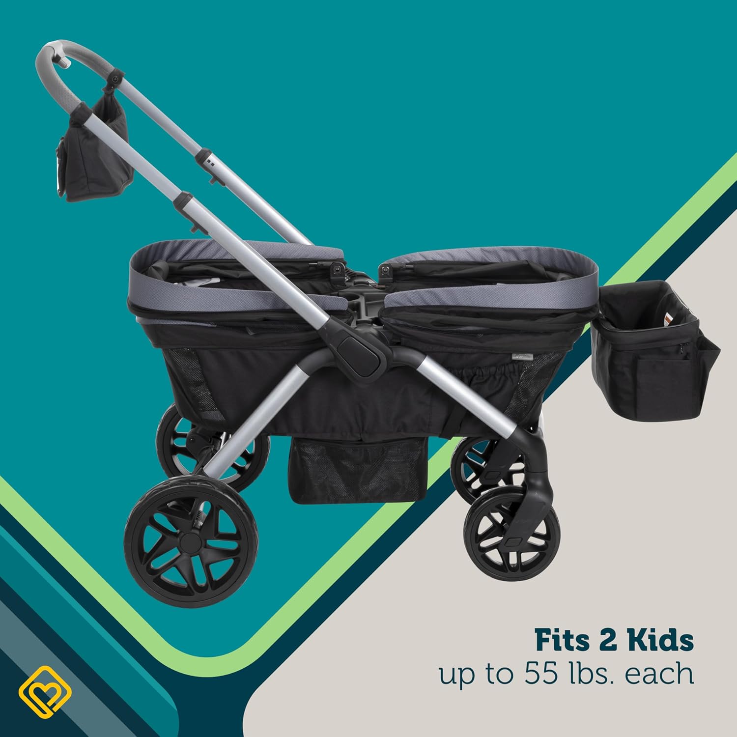 Safety 1st Summit Wagon Stroller fits 2 Kids Includes Removable Child Tray and 2 Cup Holders, Wave Runner (CV450HBO)